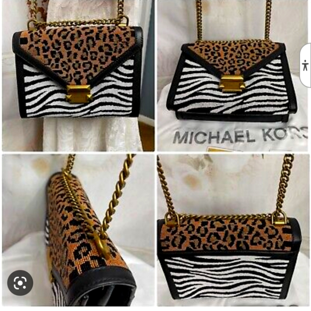 Michael Kors Animal Print Whitney Large Beaded Convertible Sh
